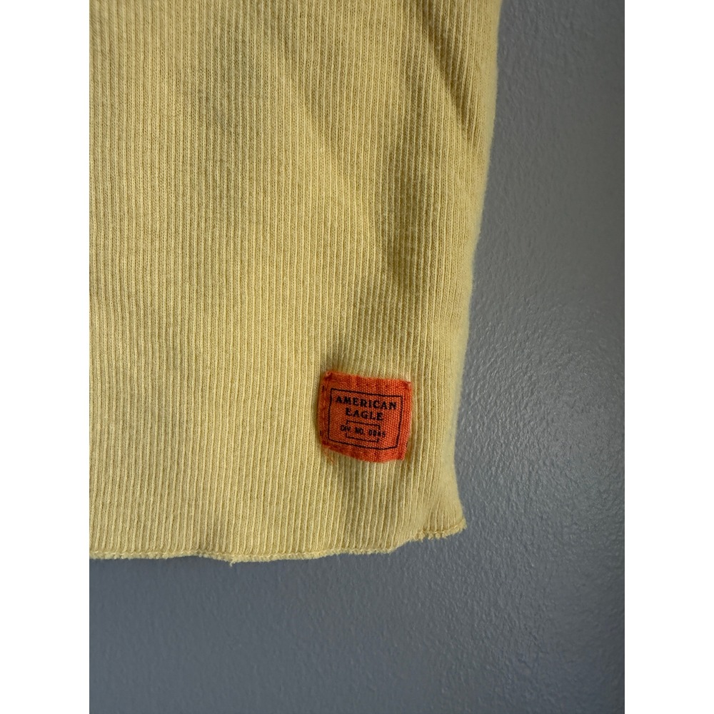 American Eagle Outfitters Yellow Ribbed Knit Shirt Size XL Y2K - Picture 4 of 4